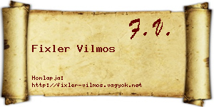 Fixler Vilmos névjegykártya